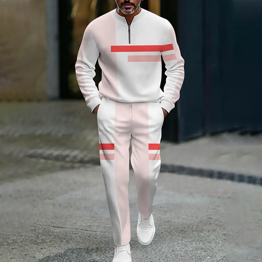 Conjunto de chándal para hombre con bloques de color y media cremallera