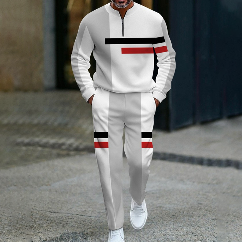 Conjunto de chándal para hombre con bloques de color y media cremallera