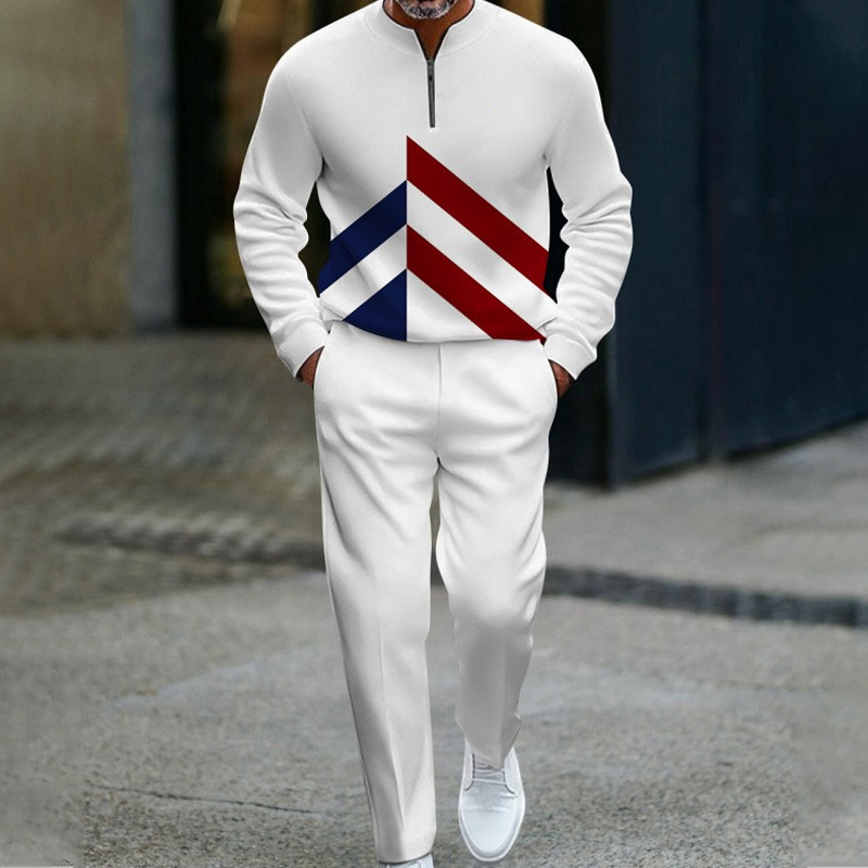 Conjunto de chándal para hombre con bloques de color y media cremallera
