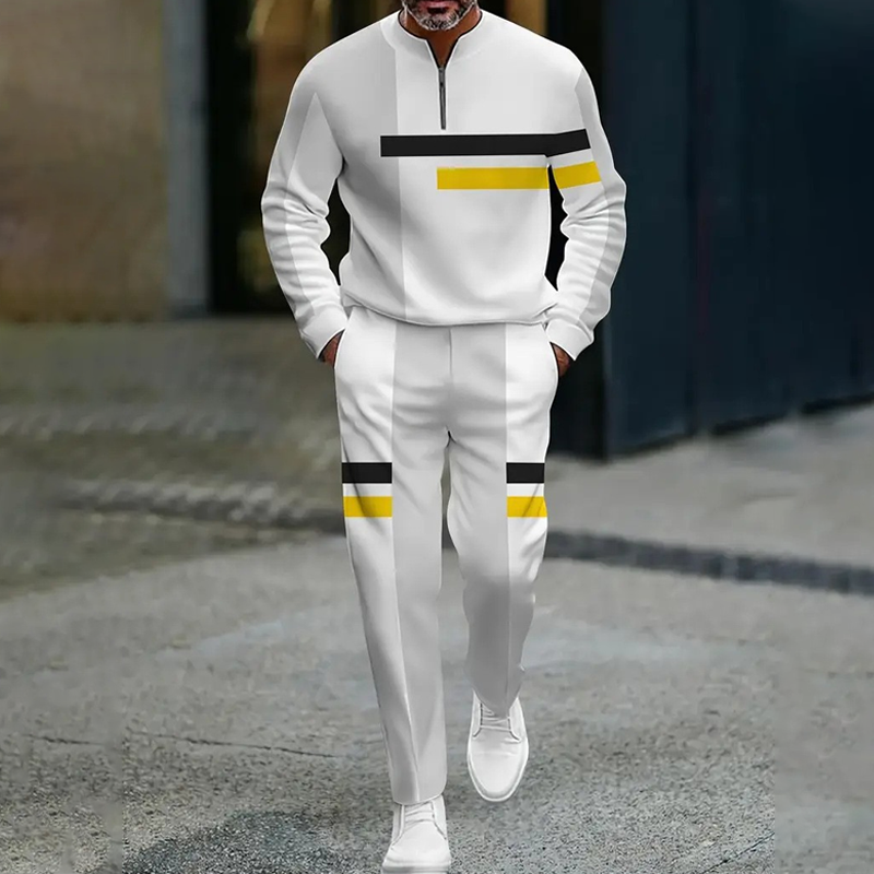 Conjunto de chándal para hombre con bloques de color y media cremallera