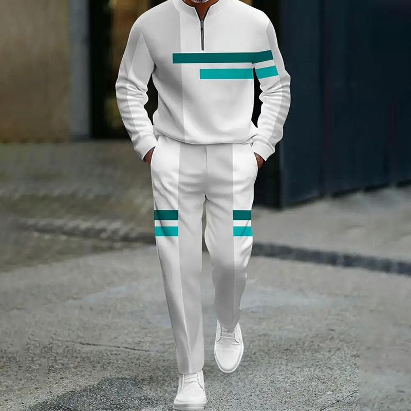 Conjunto de chándal para hombre con bloques de color y media cremallera