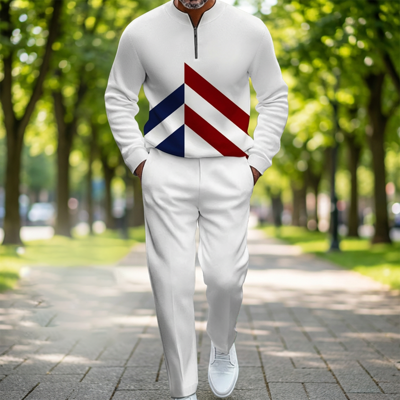 Conjunto de chándal para hombre con bloques de color y media cremallera