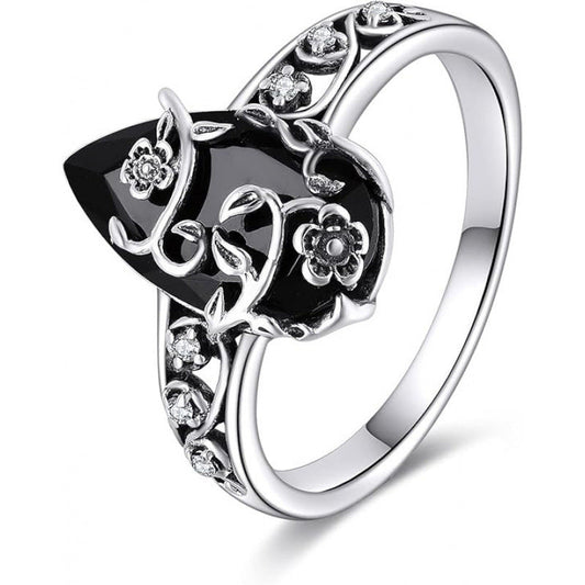 🌸✨ Damen Ring – Boho-Style, Blumenmotiv mit Schmuckstein, Minimalistisch & Vintage📦Kostenloser Versand🔥