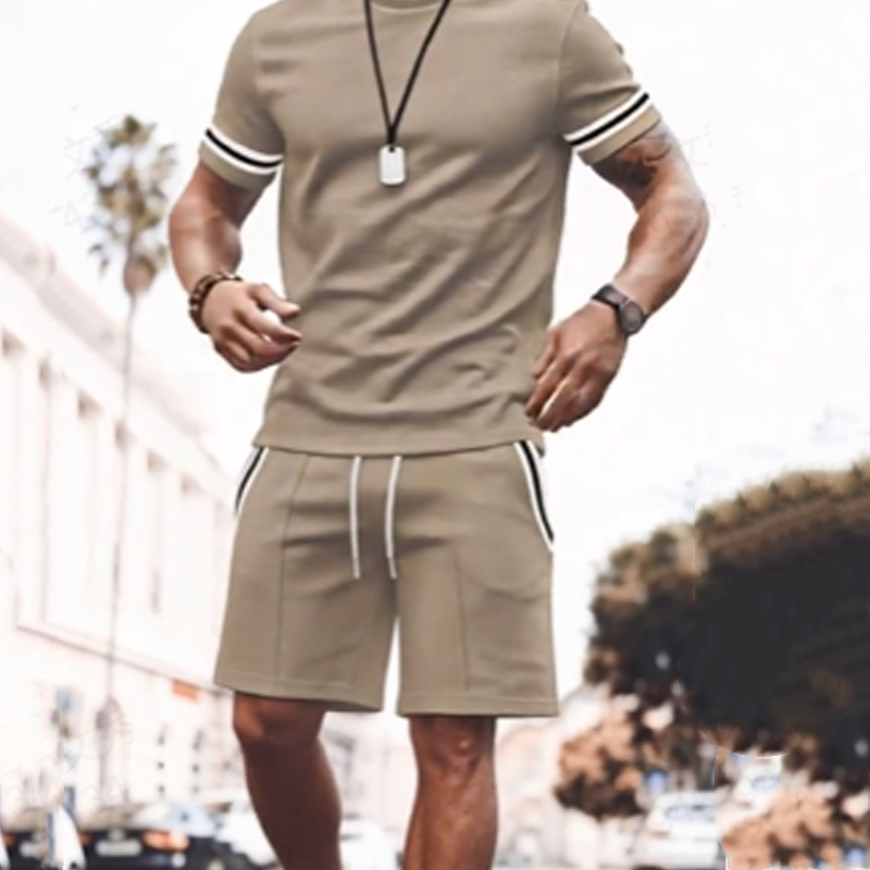 2-teiliges Set aus gestreiftem T-Shirt und Shorts für Herren📦Kostenloser Versand🔥