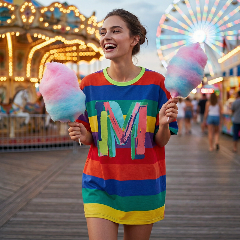 🌈Oversize-T-Shirt für Damen mit Regenbogenstreifen📦Kostenloser Versand🔥