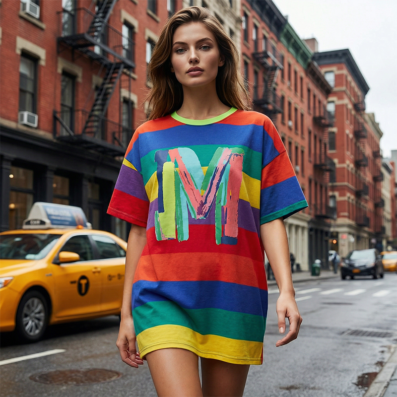 🌈Oversize-T-Shirt für Damen mit Regenbogenstreifen📦Kostenloser Versand🔥