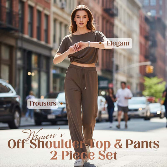 2-teiliges Set aus schulterfreiem Oberteil und Hose für Damen